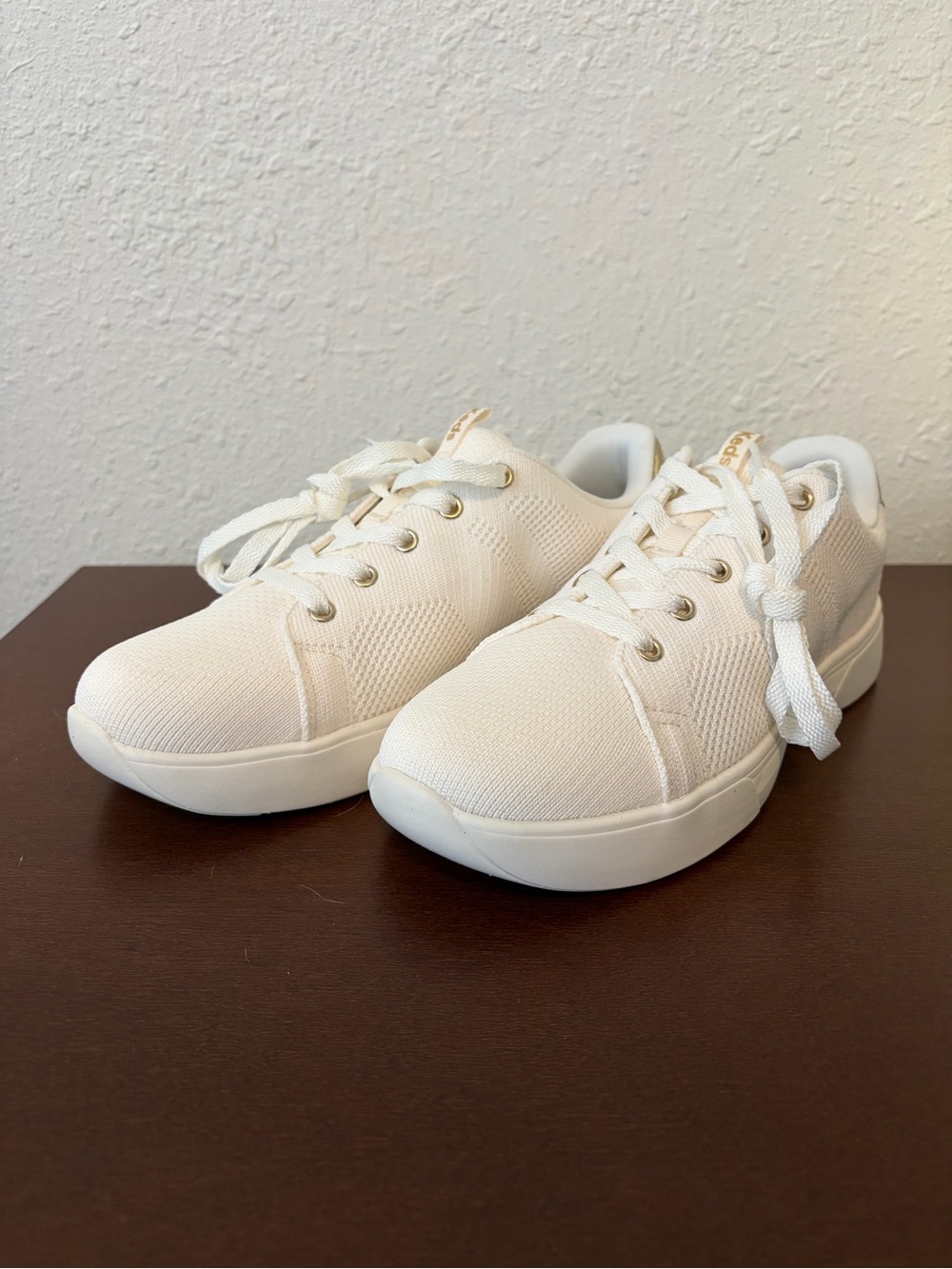 Keds Casual Lace-Up Sneakers in Cream & Gold